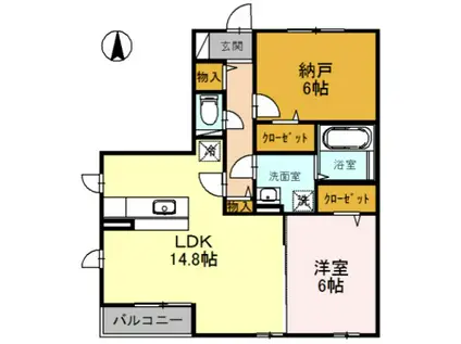 パレドール住吉(1SLDK/3階)の間取り写真