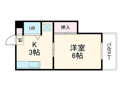 ラヴィアンローズ(1K/3階)の間取り写真