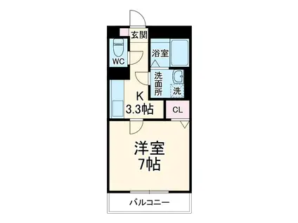 ベルシティ大鋸(1K/2階)の間取り写真