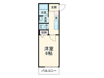 ウィングガーデン武里(1K/1階)の間取り写真