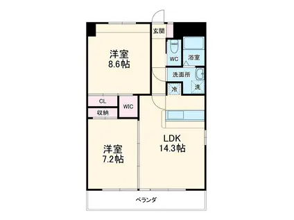 リバーズマンション築捨Ⅱ(2LDK/5階)の間取り写真