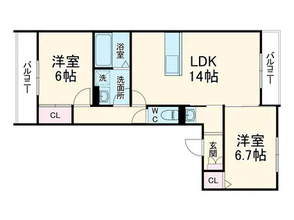 守山区守山三丁目計画A棟(2LDK/3階)の間取り写真