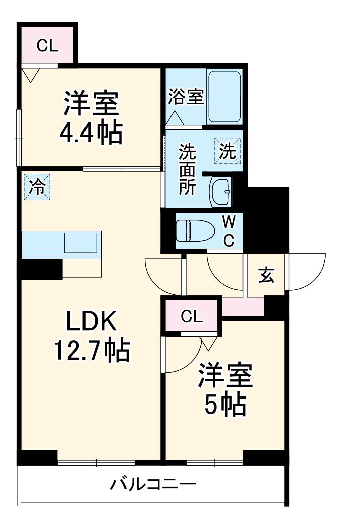 NOBLE VILA TOZUKA(2LDK/1階)の間取り写真
