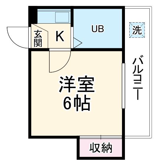 アトランティス東岡崎(ワンルーム/2階)の間取り写真