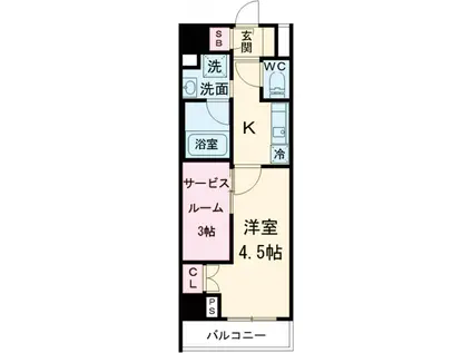 ガリシア竹ノ塚(1K/6階)の間取り写真