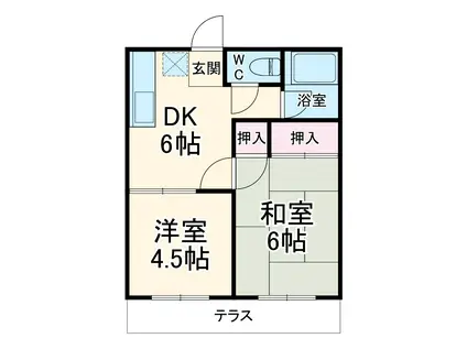 金子荘(2DK/1階)の間取り写真