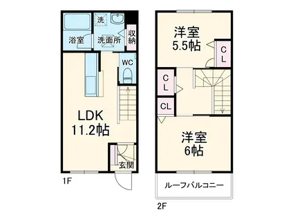 VILLA DE GRACE A棟(2LDK/1階)の間取り写真