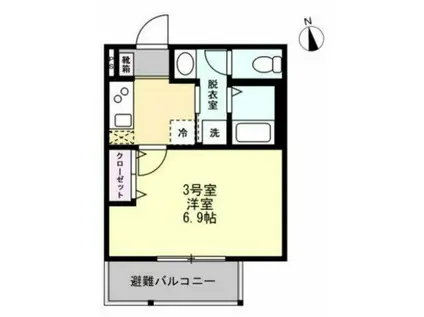 プラシード瀬谷(1K/1階)の間取り写真