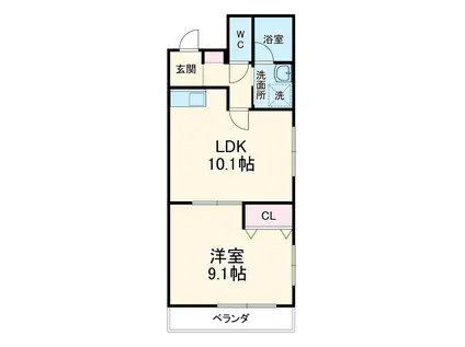 クレアーレ五条大宮(1LDK/2階)の間取り写真