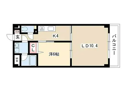 シュテルン中柳(1LDK/4階)の間取り写真
