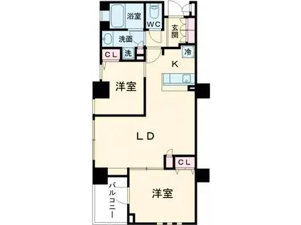 レジディア西小山(2LDK/3階)の間取り写真