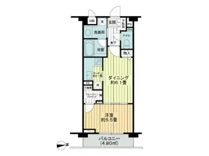 デュオ・スカーラ新大久保(1DK/2階)の間取り写真