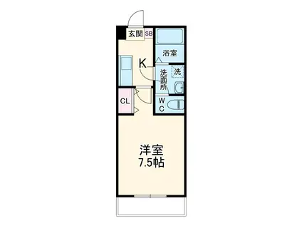 アマーレ松原(1K/1階)の間取り写真