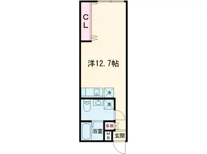 グランドソレイユⅠ(ワンルーム/-1階)の間取り写真