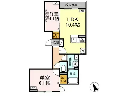 セレスティア鷺宮(2LDK/2階)の間取り写真