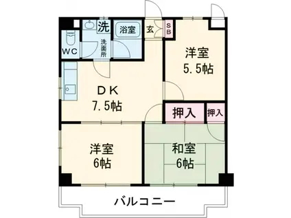 エンゼルハイム(3DK/2階)の間取り写真