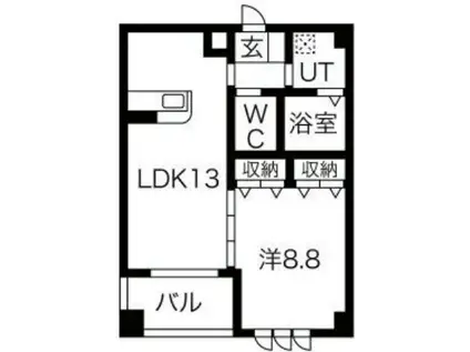 エスライフ浄水駅前(1LDK/5階)の間取り写真