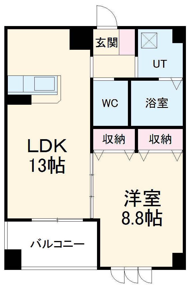 エスライフ浄水駅前南館(1LDK/1階)の間取り写真