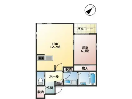 WISDOM(1LDK/1階)の間取り写真