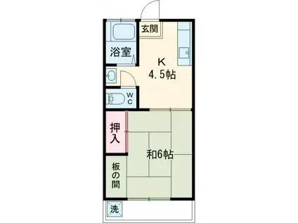 紅葉丘ハウス(1DK/2階)の間取り写真