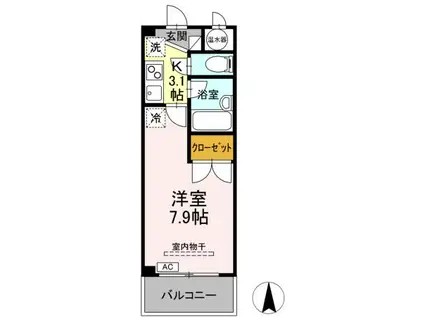 シティオ岩倉(1K/2階)の間取り写真