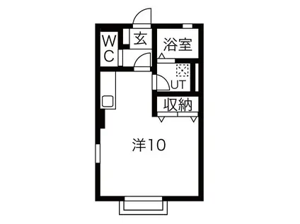 フォンテーヌ(ワンルーム/1階)の間取り写真
