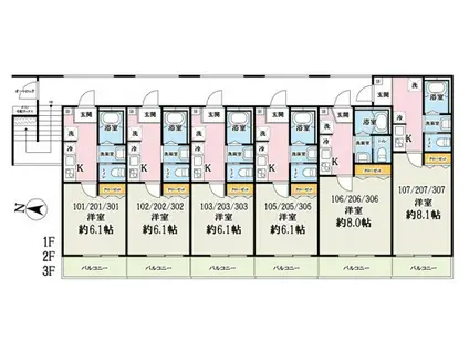キャメル土呂町(1K/1階)の間取り写真