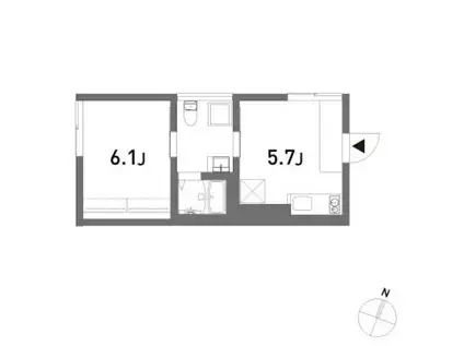 COLLAGE HOUSE(1DK/1階)の間取り写真