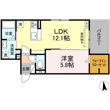 ニューヴィレッジⅡ(1LDK/3階)の間取り写真