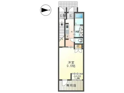 カーロ オルテンシア(1K/1階)の間取り写真