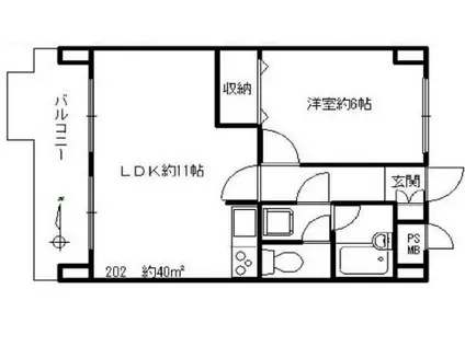 朝日プラザ同心町本州マンション(1LDK/2階)の間取り写真