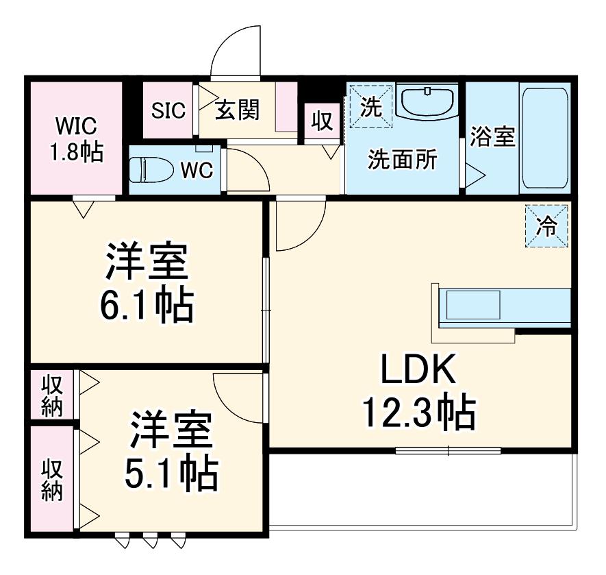 フィカーサ柏の葉(2LDK/3階)の間取り写真