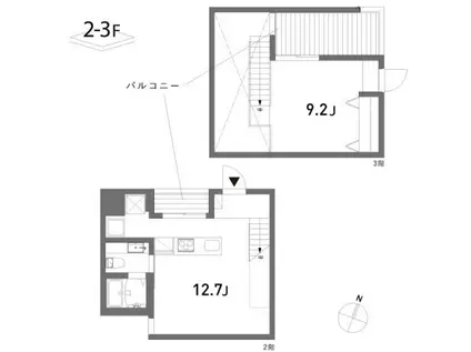 COLLAGE HOUSE(1LDK/2階)の間取り写真