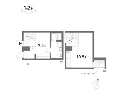 COLLAGE HOUSE(1LDK/1階)の間取り写真
