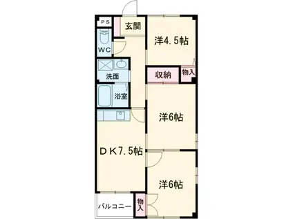 ラフォーレ天神(3DK/1階)の間取り写真