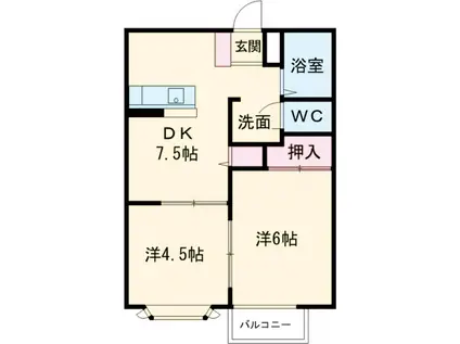 ハイツラフィーネ(2DK/2階)の間取り写真