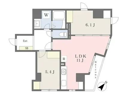 SCLふれあいの丘(2LDK/4階)の間取り写真
