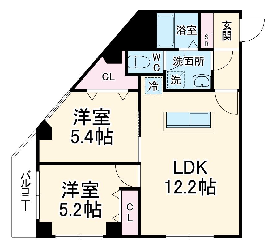 コネクトパークヒルズ本郷町(2LDK/2階)の間取り写真