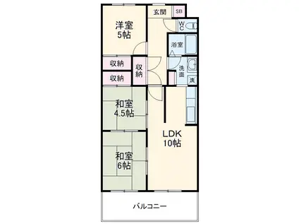 コンフォート桂台(3LDK/4階)の間取り写真
