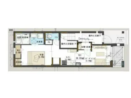 PANA GOJO(1LDK/1階)の間取り写真