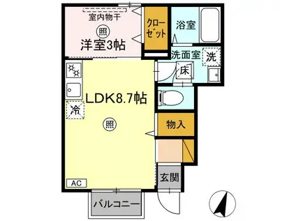 COZY COURTⅡ(1LDK/1階)の間取り写真