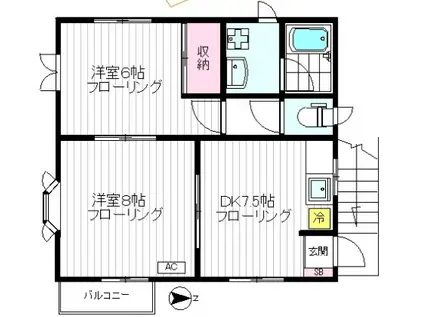 広野コーポ(2DK/2階)の間取り写真