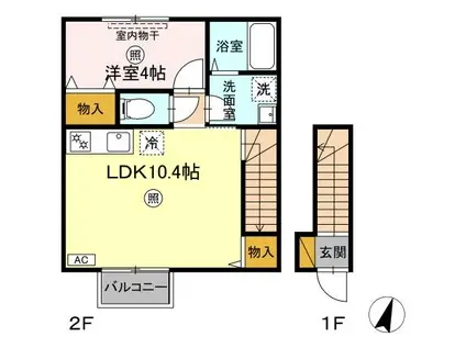 COZY COURTⅡ(1LDK/2階)の間取り写真