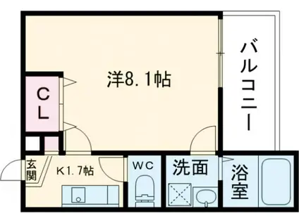 CASA WOOD花園(1K/1階)の間取り写真