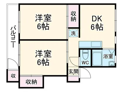 ミフジグロリアスマンション鶴瀬(2DK/2階)の間取り写真