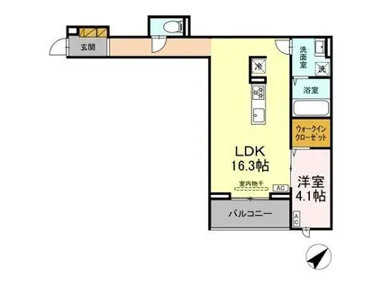 CLASSEUM都賀(1LDK/1階)の間取り写真