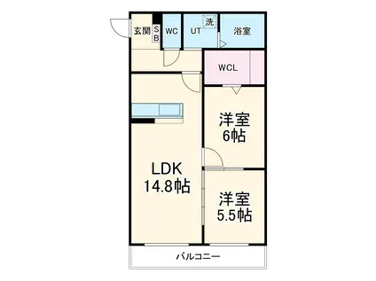 パストラーレ(2LDK/3階)の間取り写真