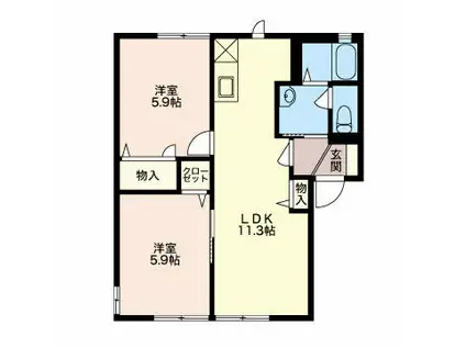 ガーデンパレス神野D(2LDK/1階)の間取り写真