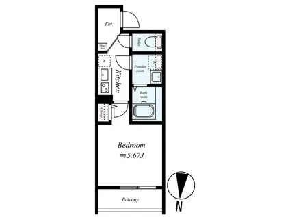 GRADUS伊勢原Ⅱ(1K/2階)の間取り写真