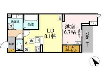 CRADLE(1LDK/1階)の間取り写真